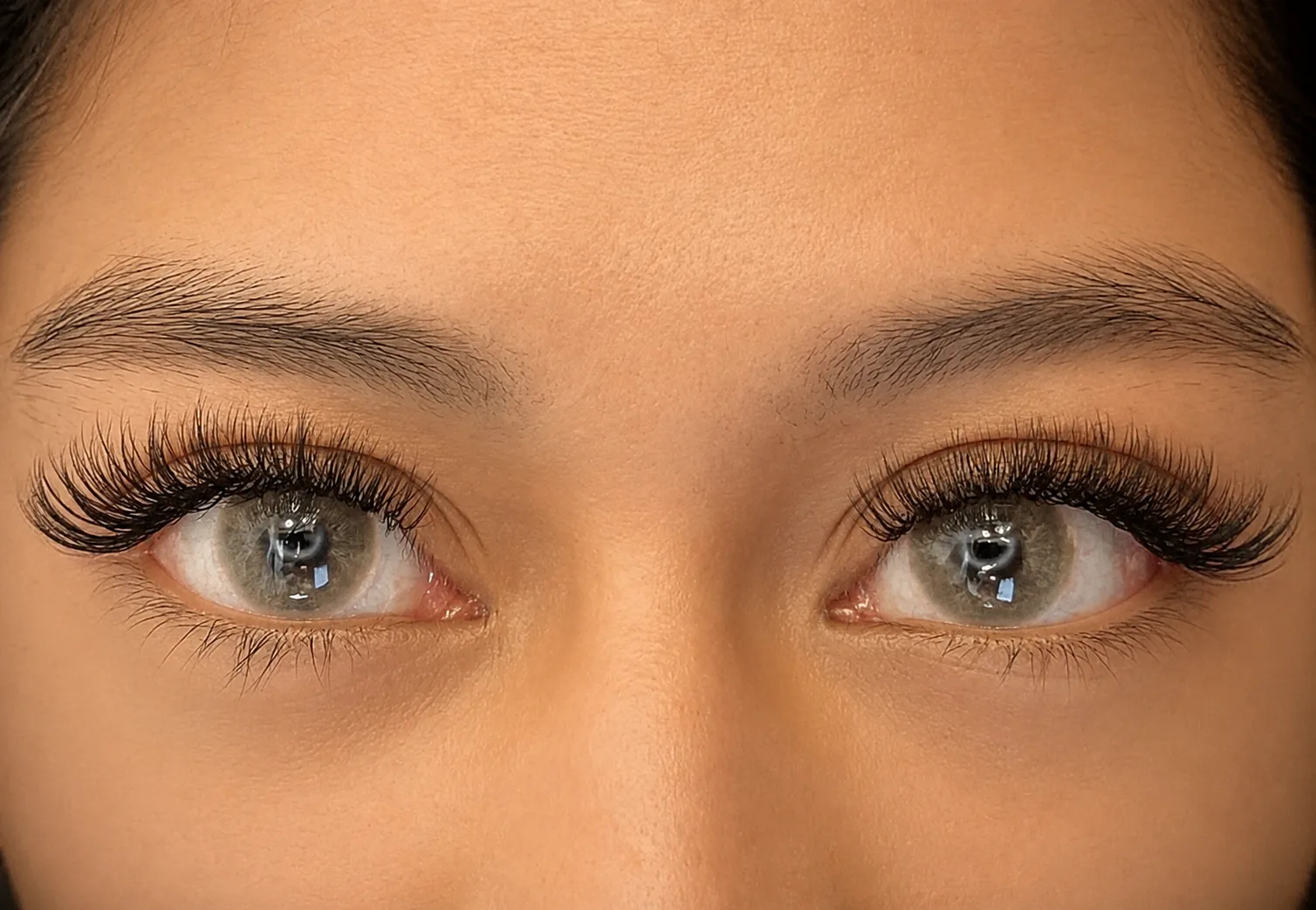 Cat Eye lash extensions on both eyes, winged outer lashes for a lifted look, AyuriNails Beauty Lounge Makati